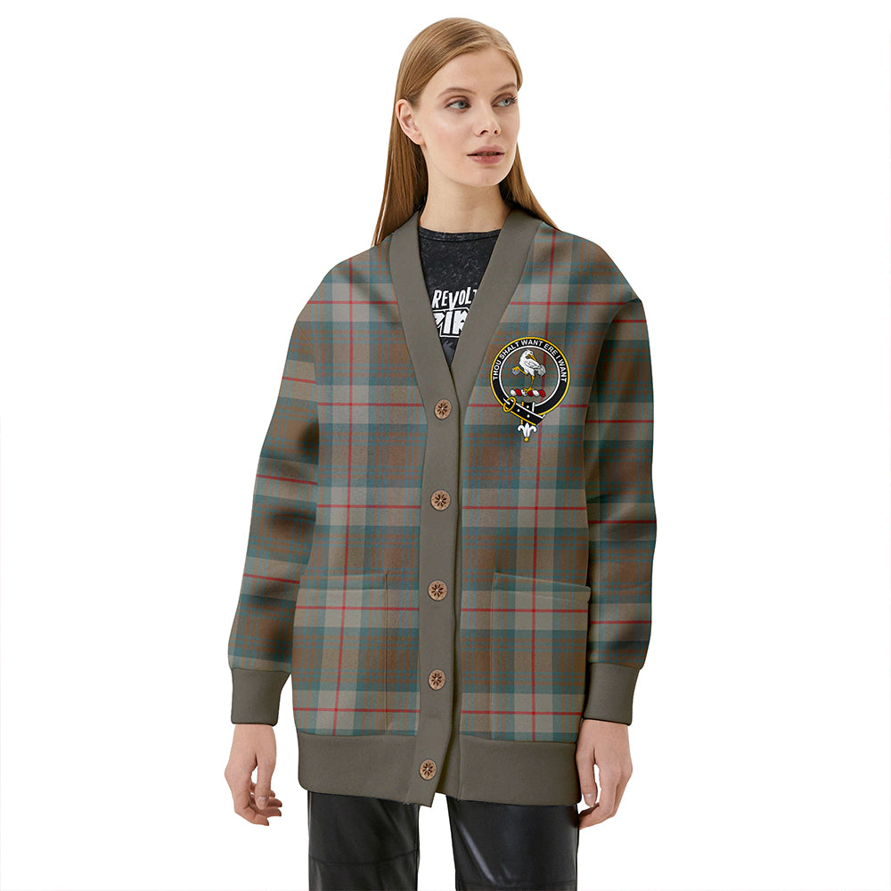 Cranston Weathered Clan Badge Tartan V-neck Cardigan