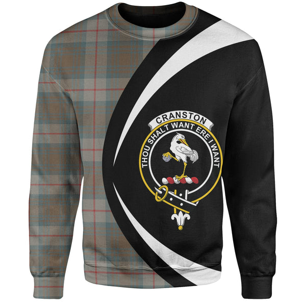 Cranston Weathered Clan Badge Tartan Sweatshirt Circle Style Personalized