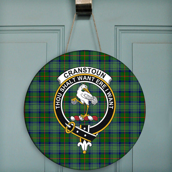 Cranstoun Tartan Classic Crest Round Wooden Sign