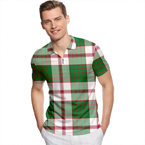 Crawford Arisaid Dance Tartan Classic Lapel Zip Short Sleeve Polo