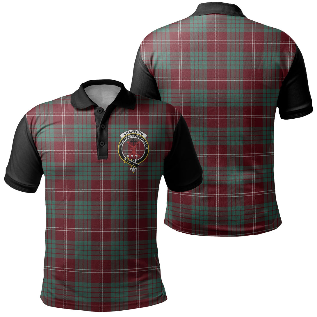 Crawford Modern Tartan Crest Polo Shirt Black Neck 1 Style