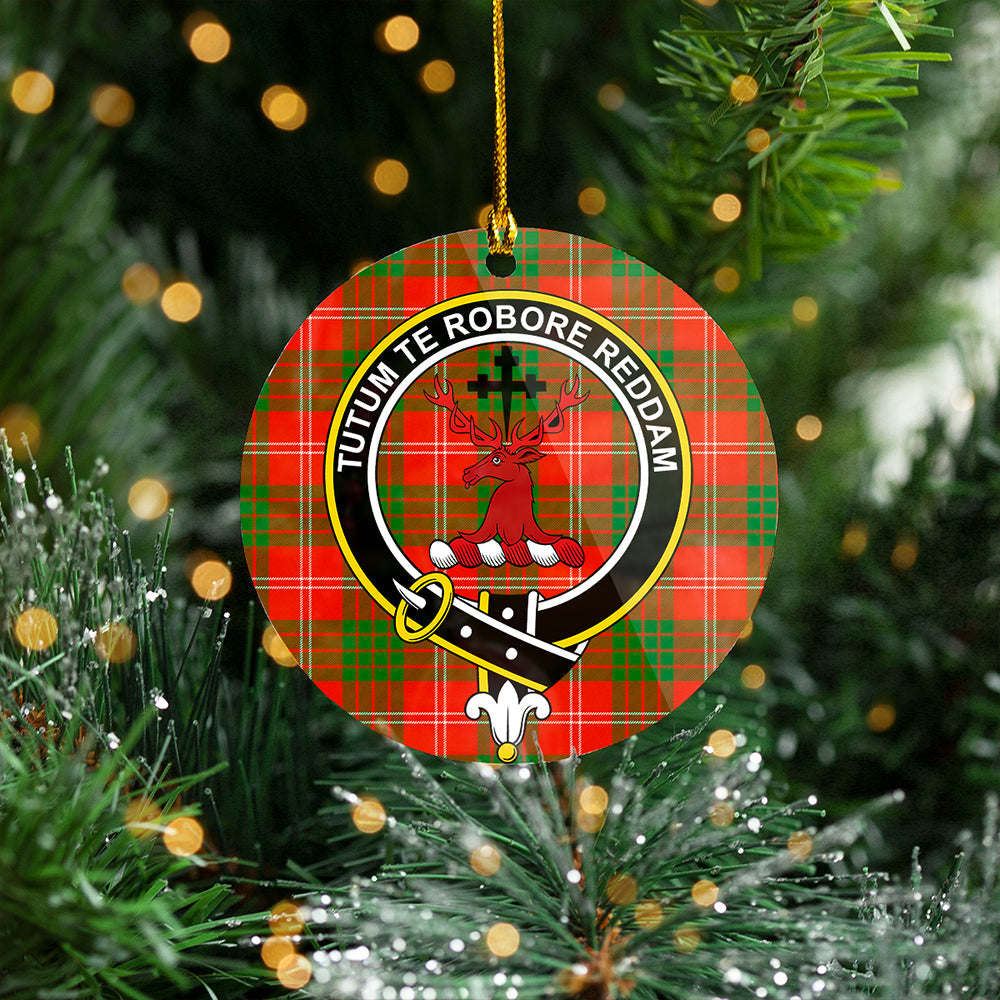 Crawford Red Ancient Clan Badge Tartan Plastic Christmas Ornaments