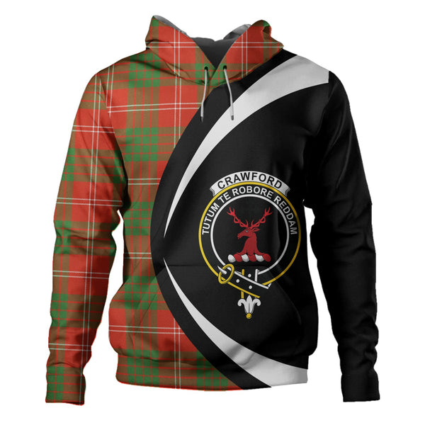 Crawford Red Ancient Clan Badge Tartan Hoodie Circle Style