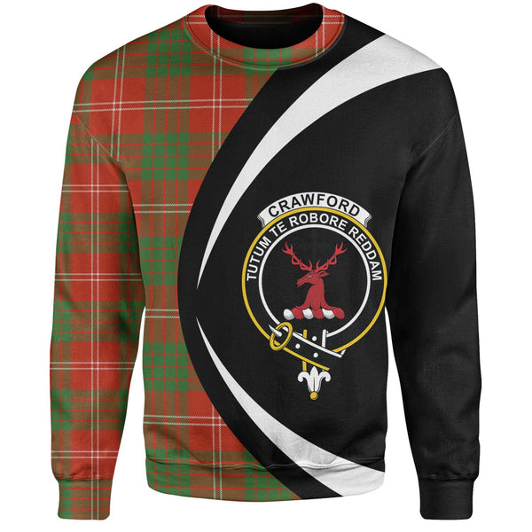 Crawford Red Ancient Clan Badge Tartan Sweatshirt Circle Style Personalized