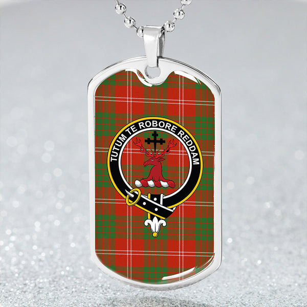 Crawford Red Ancient Clan Badge Classic Tartan Dog Tag Necklace