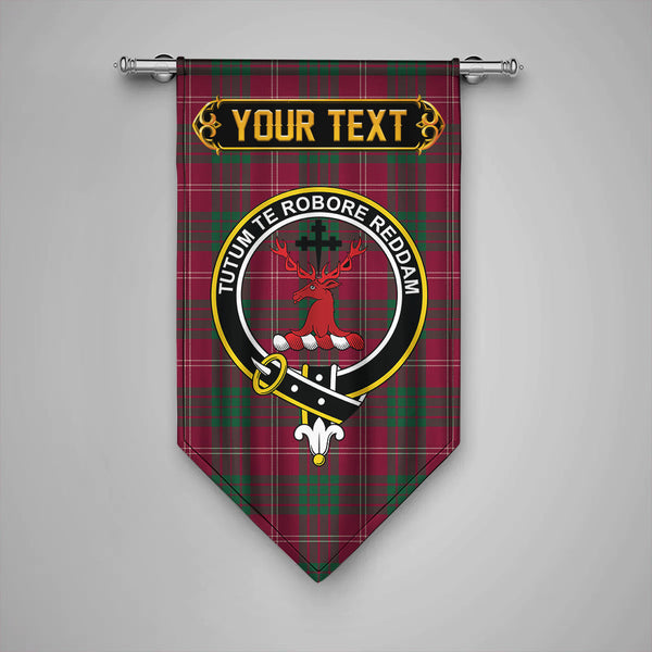 Crawford Red Modern Clan Badge Tartan Gonfalon Personalize