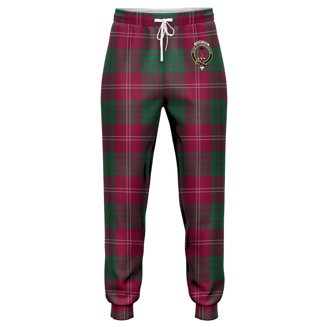 Crawford Red Modern Clan Badge Tartan Jogger Pants