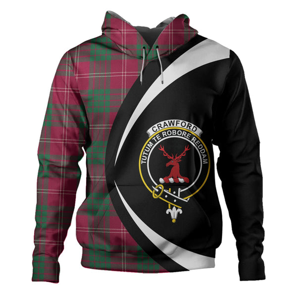 Crawford Red Modern Clan Badge Tartan Hoodie Circle Style