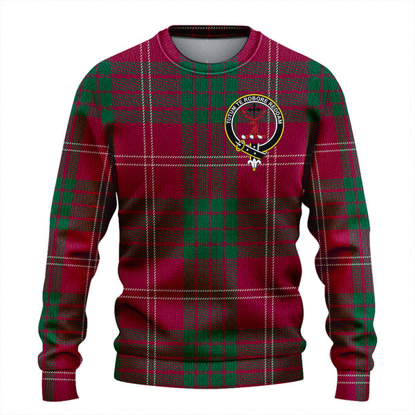 Crawford Red Modern Clan Badge Tartan Knitted Sweater