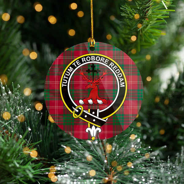 Crawford Red Modern Clan Badge Tartan Plastic Christmas Ornaments