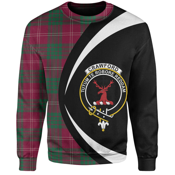 Crawford Red Modern Clan Badge Tartan Sweatshirt Circle Style Personalized