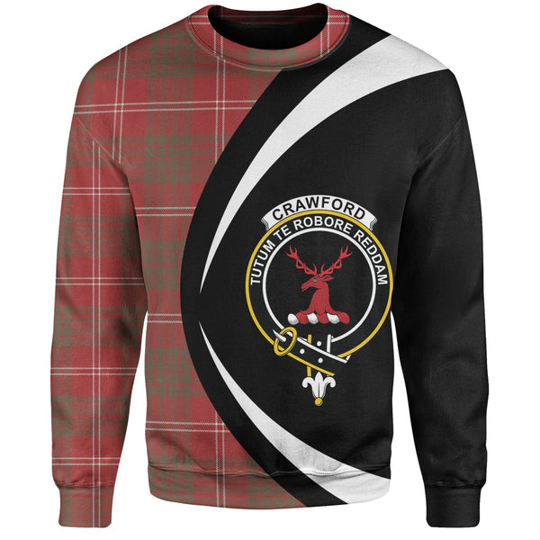 Crawford Red Weathered Clan Badge Tartan Sweatshirt Circle Style Personalized