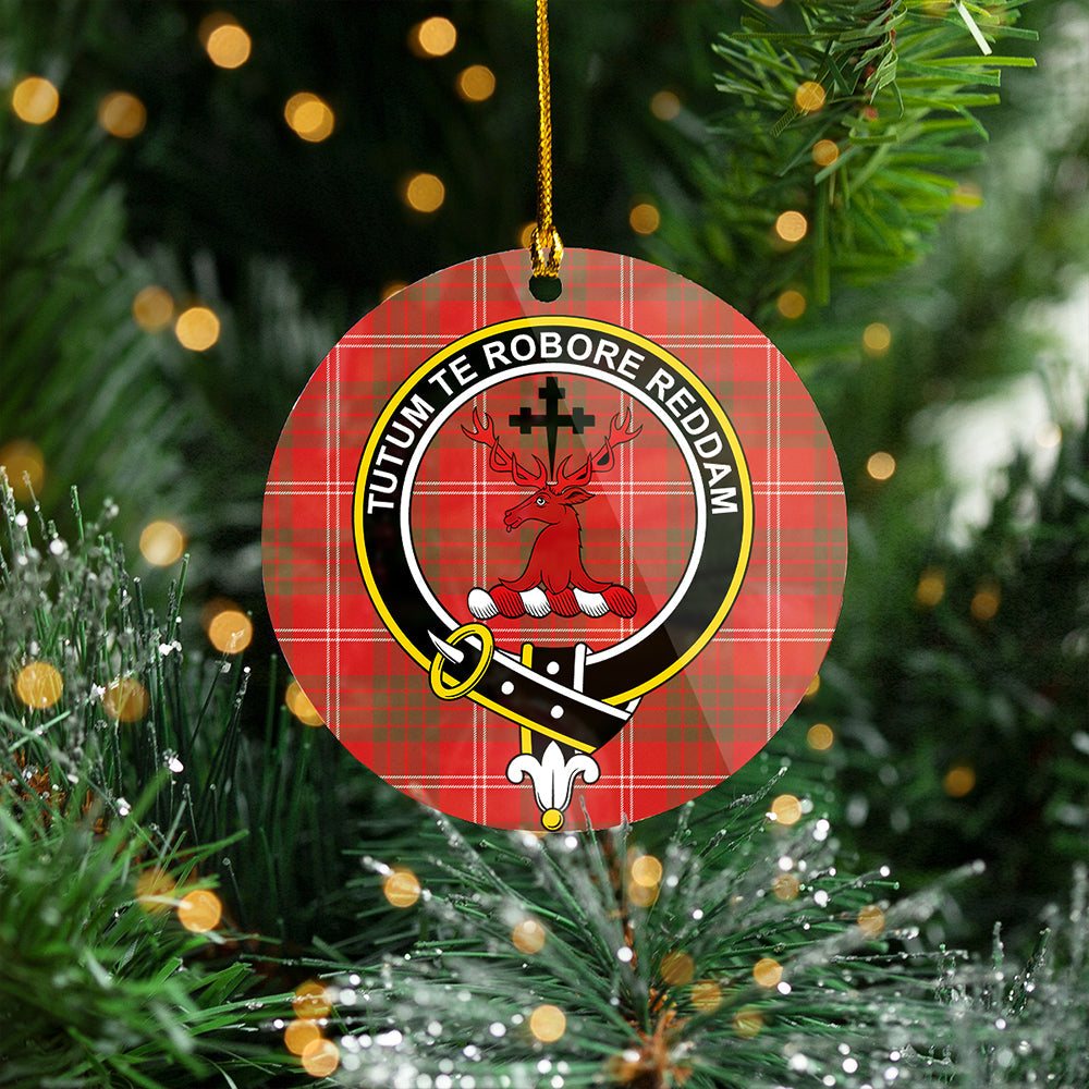 Crawford Red Weathered Clan Badge Tartan Plastic Christmas Ornaments