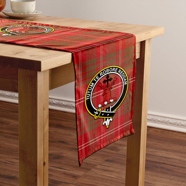 Crawford Red Weathered Clan Badge Tartan Table Runner