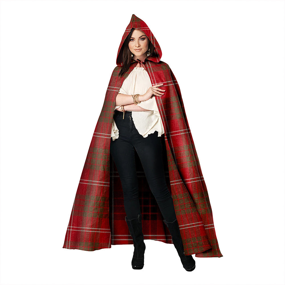 Crawford Red Weathered Clan Badge Tartan Hooded Cloak