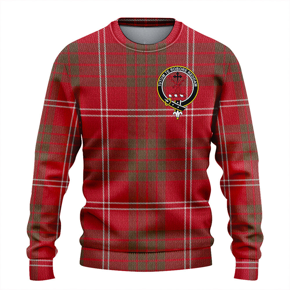 Crawford Red Weathered Clan Badge Tartan Knitted Sweater