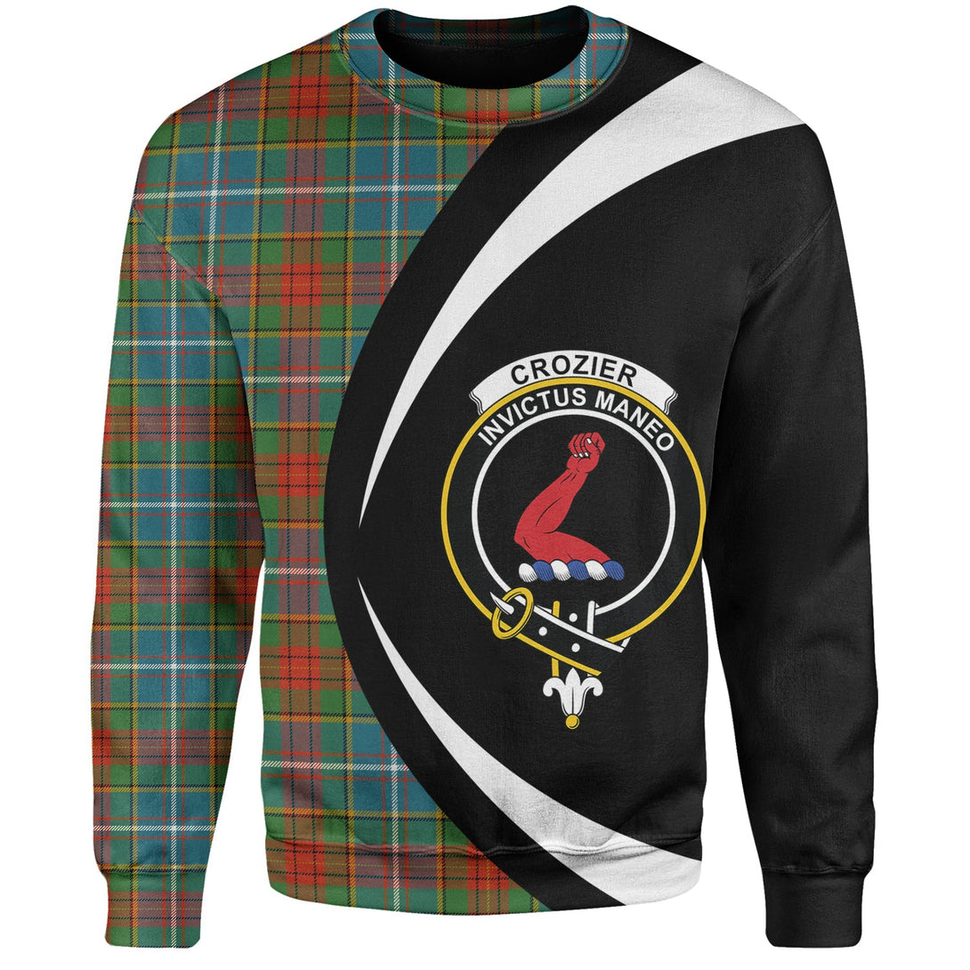 Crozier Ancient Clan Badge Tartan Sweatshirt Circle Style Personalized