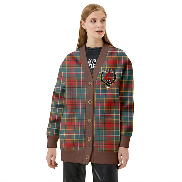 Crozier Weathered Clan Badge Tartan V-neck Cardigan