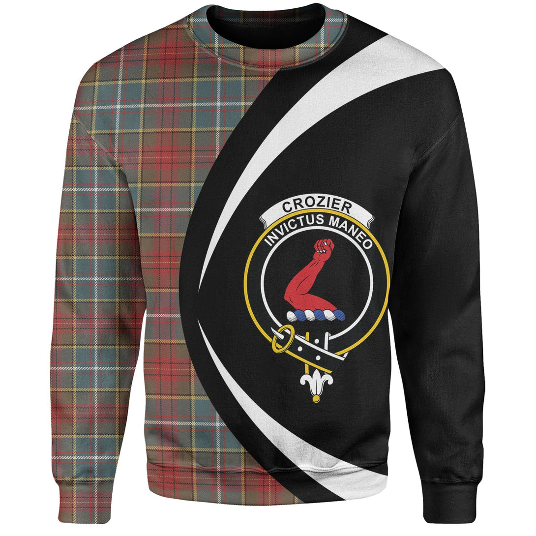 Crozier Weathered Clan Badge Tartan Sweatshirt Circle Style Personalized