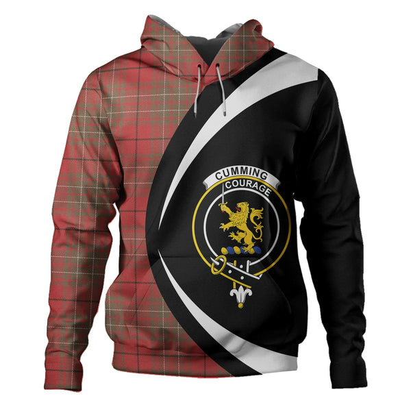 Cumming Weathered Clan Badge Tartan Hoodie Circle Style