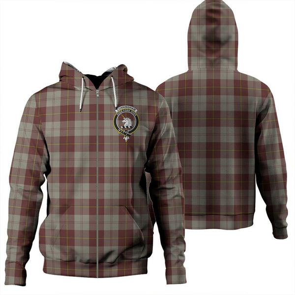 Cunningham Burgundy Dancers Tartan Classic Crest Zipper Hoodie