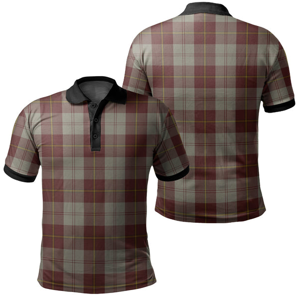 Cunningham Burgundy Dancers Tartan Classic Polo Shirt Black Neck 2 Style