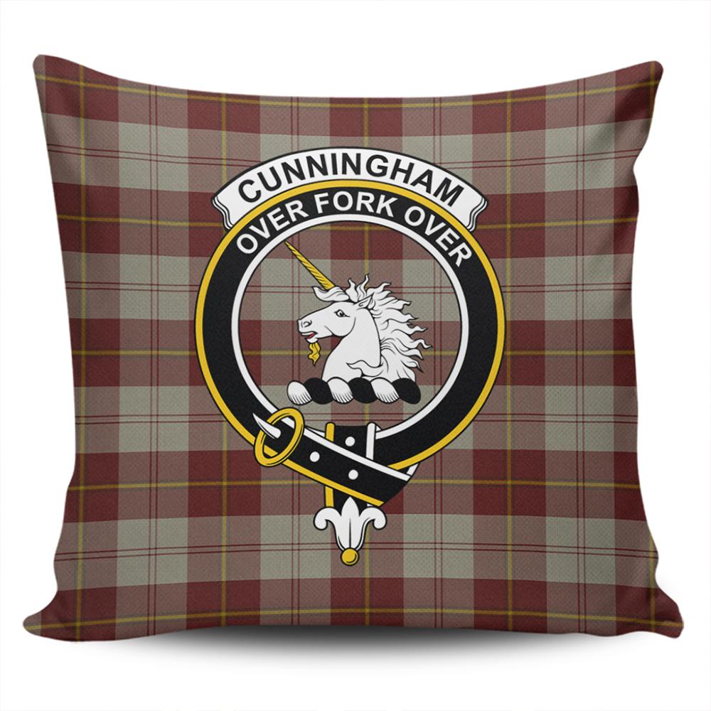 Cunningham Burgundy Dancers Tartan Classic Crest Pillow Cover