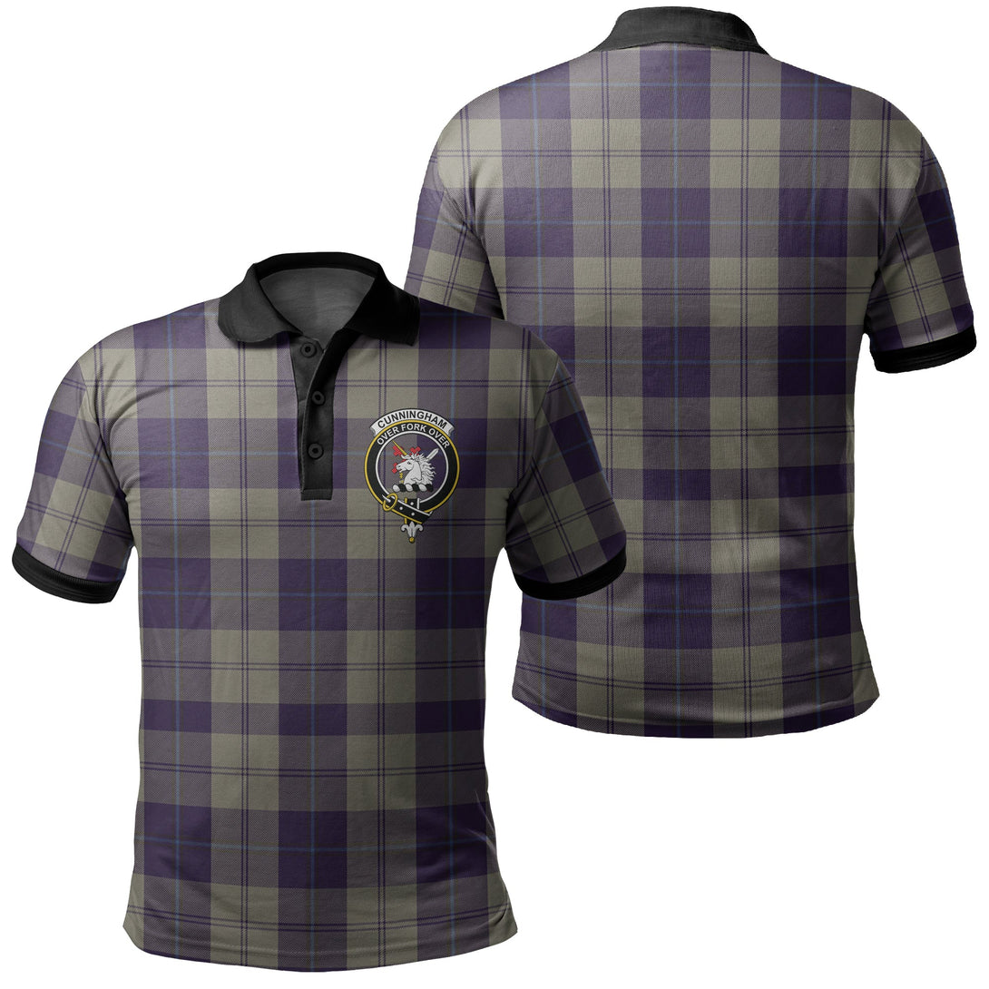 Cunningham Dress Blue Dancers Tartan Crest Polo Shirt Black Neck 2 Style