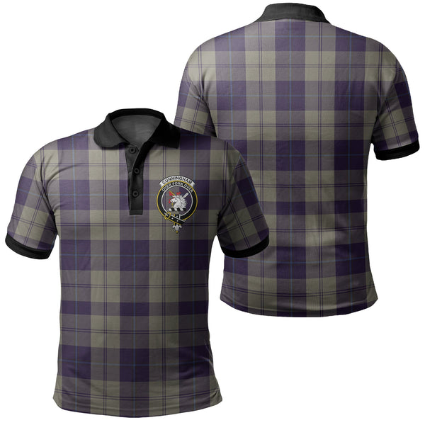 Cunningham Dress Blue Dancers Tartan Crest Polo Shirt Black Neck 2 Style