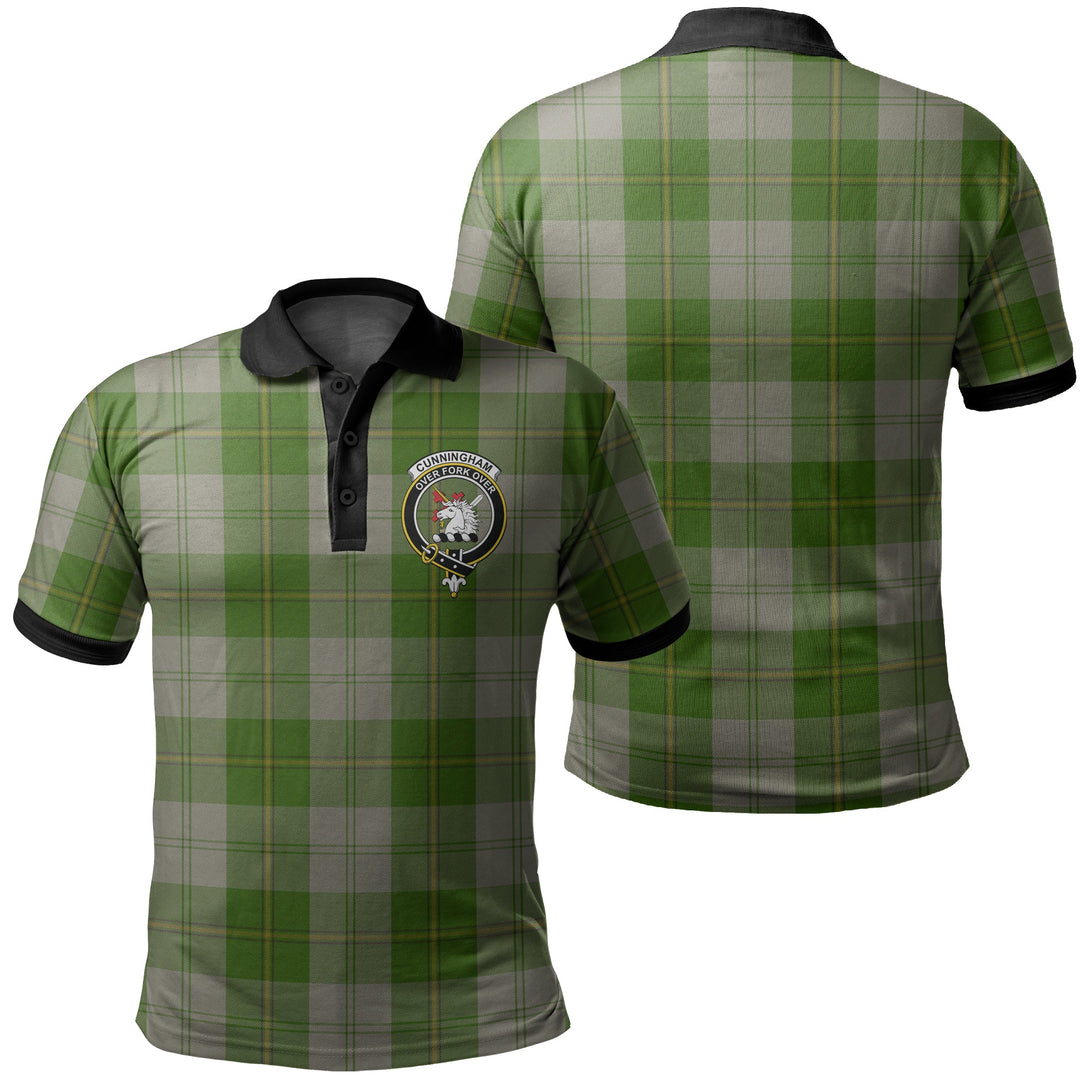 Cunningham Dress Green Dancers Tartan Crest Polo Shirt Black Neck 2 Style