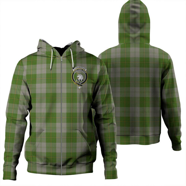 Cunningham Dress Green Dancers Tartan Classic Crest Zipper Hoodie