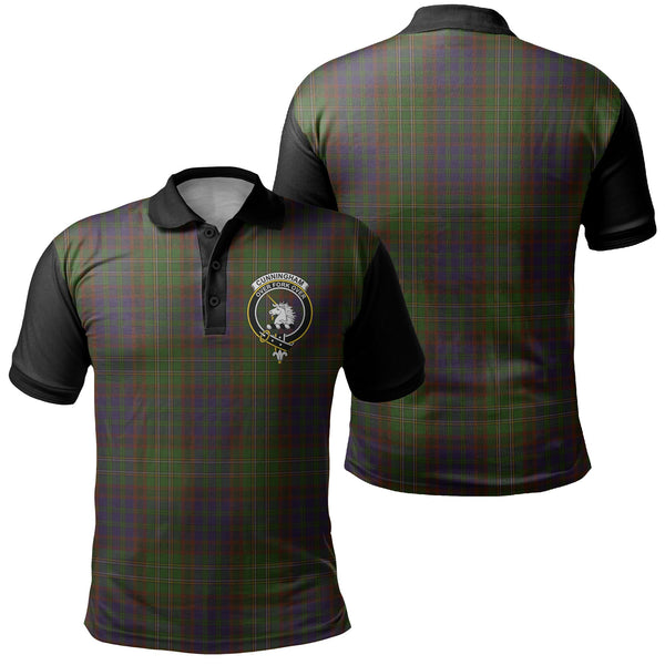 Cunningham Hunting Modern Tartan Crest Polo Shirt Black Neck 1 Style