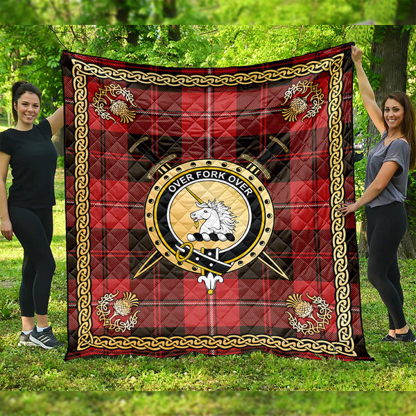 Cunningham Weathered Clan Badge Tartan Premium Quilt Celtic Shield