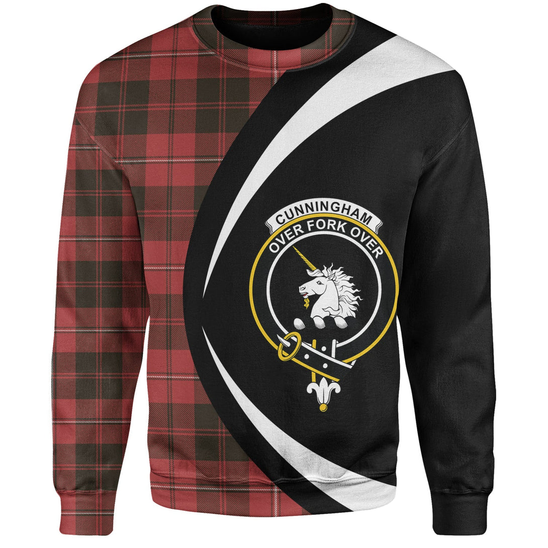 Cunningham Weathered Clan Badge Tartan Sweatshirt Circle Style Personalized