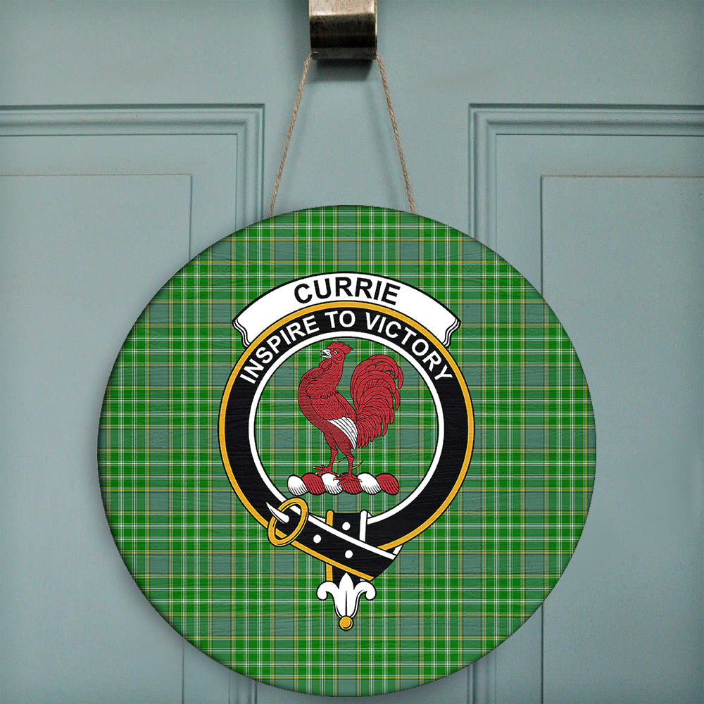 Currie Tartan Classic Crest Round Wooden Sign