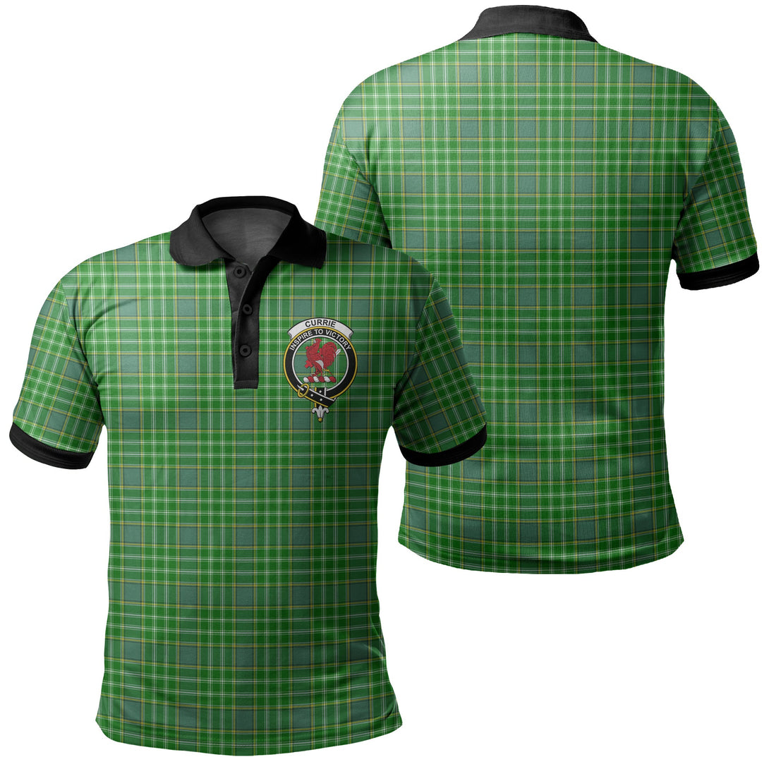 Currie Tartan Crest Polo Shirt Black Neck 2 Style