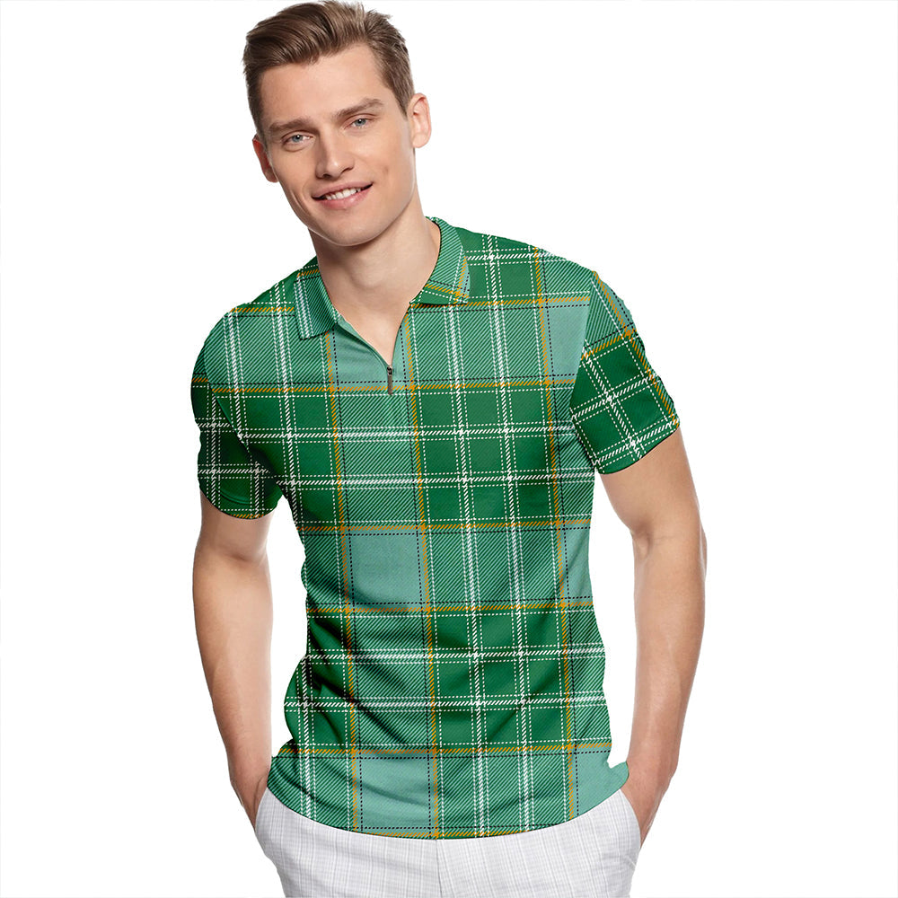 Currie Ancient Tartan Classic Lapel Zip Short Sleeve Polo