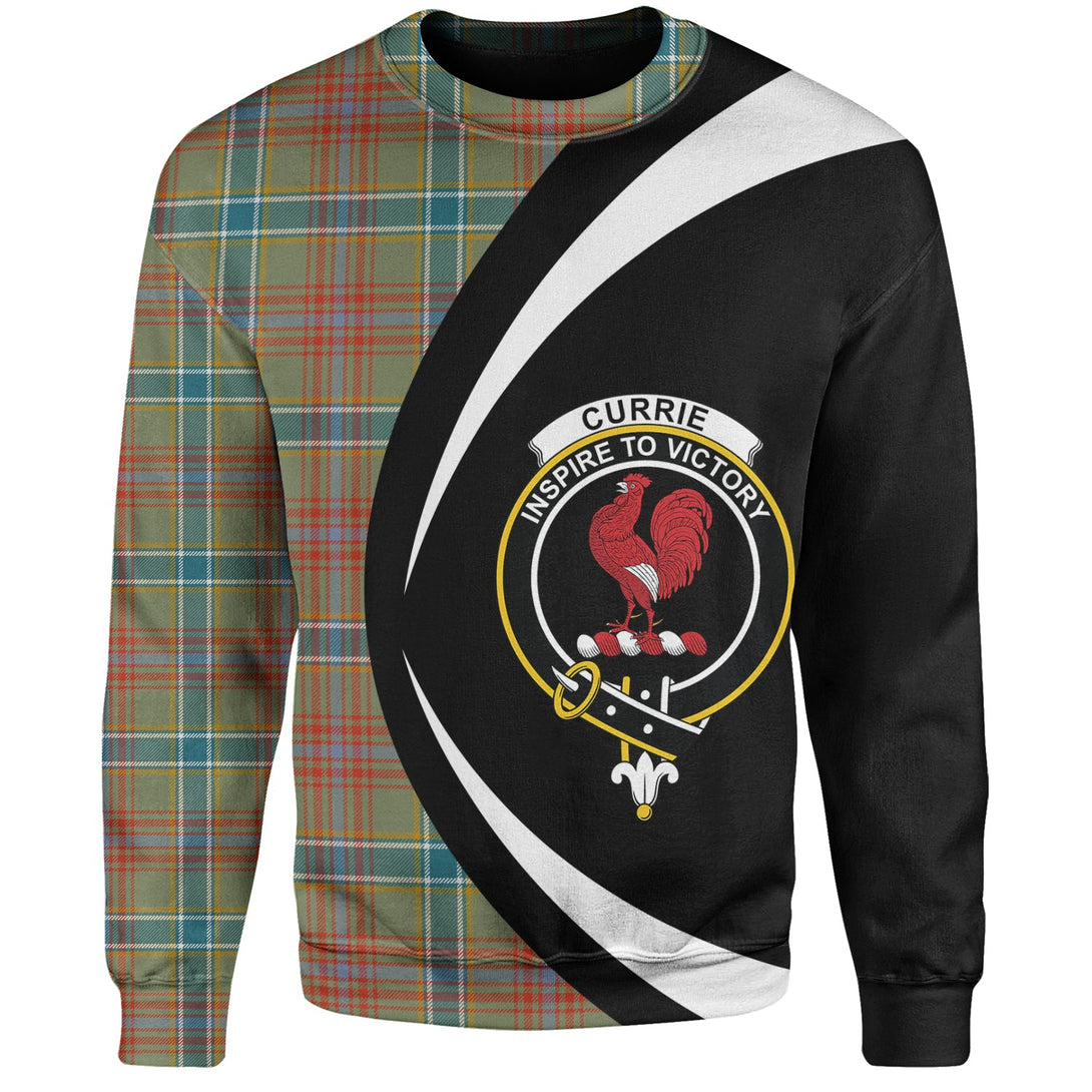 Currie of Arran Ancient Clan Badge Tartan Sweatshirt Circle Style Personalized