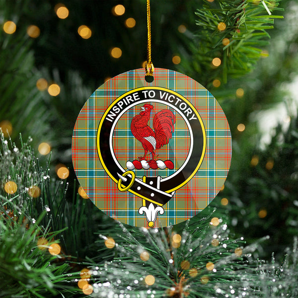 Currie of Arran Ancient Clan Badge Tartan Plastic Christmas Ornaments