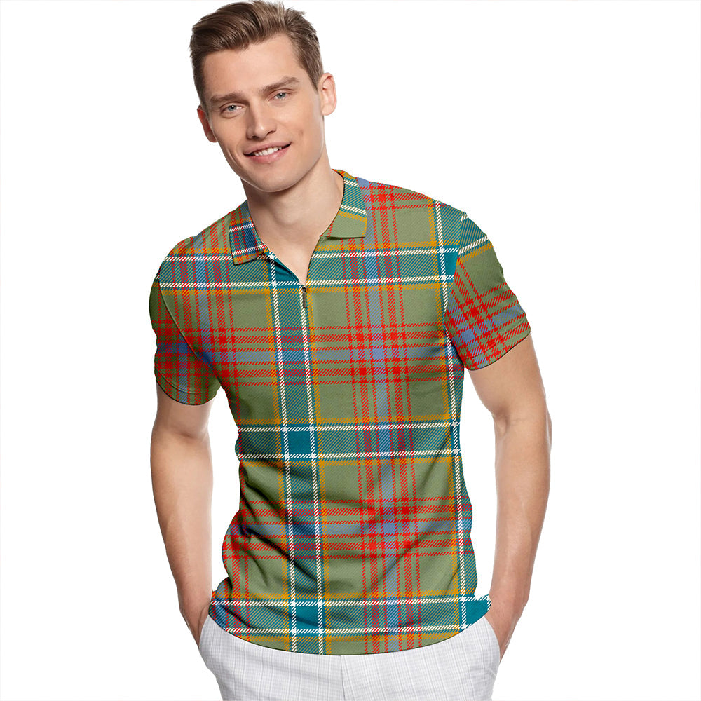 Currie of Arran Ancient Tartan Classic Lapel Zip Short Sleeve Polo