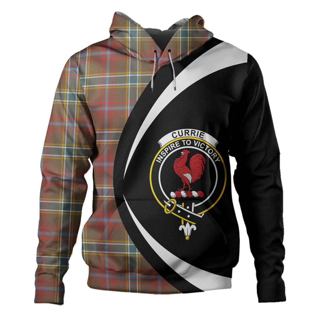 Currie of Arran Weathered Clan Badge Tartan Hoodie Circle Style