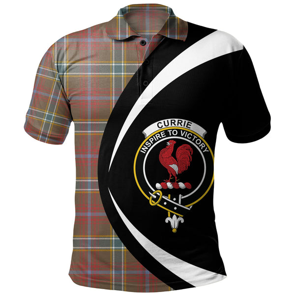 Currie of Arran Weathered Clan Badge Tartan Polo Shirt Circle Style Personalized