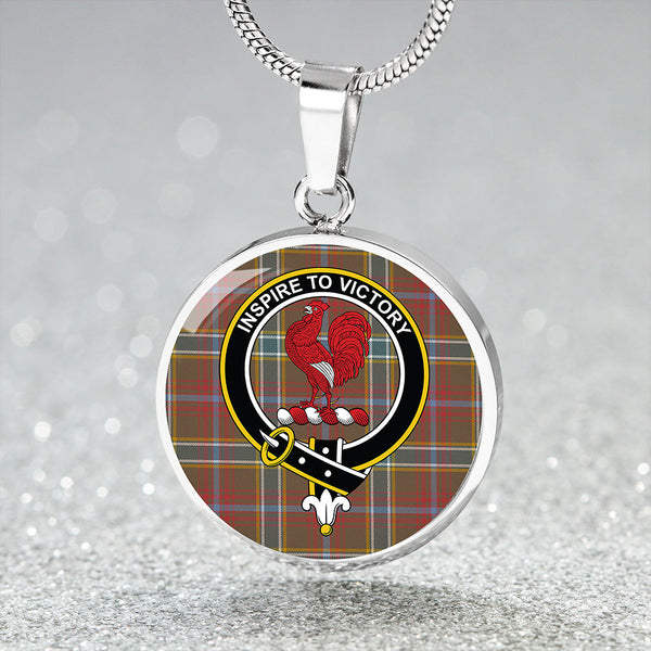 Currie of Arran Weathered Clan Badge Tartan Classic Circle Necklace