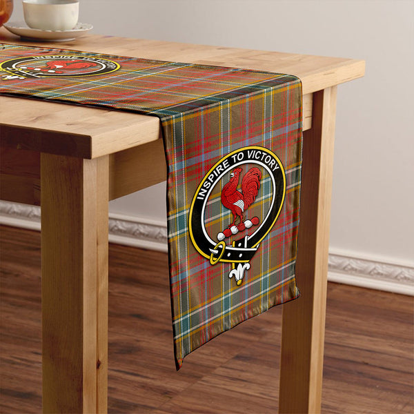 Currie of Arran Weathered Clan Badge Tartan Table Runner