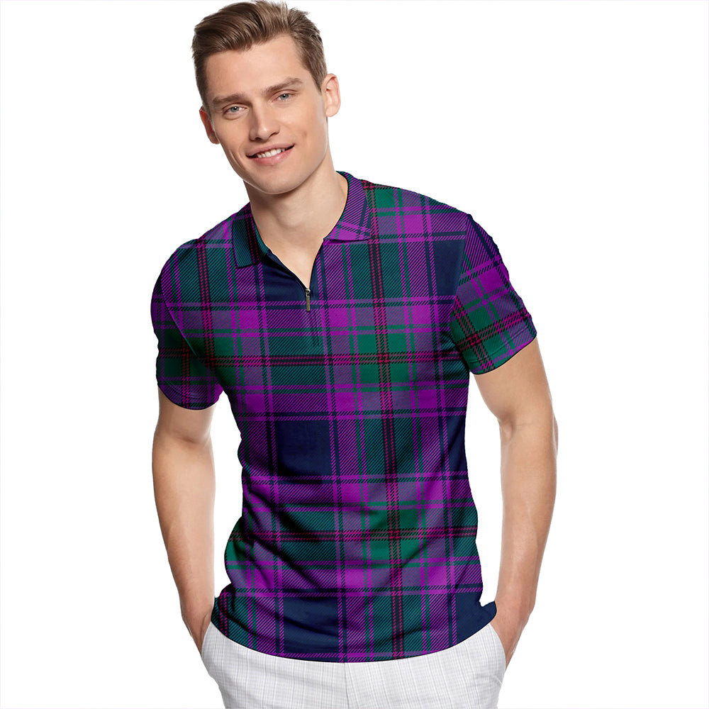 Dalgliesh Modern Tartan Classic Lapel Zip Short Sleeve Polo