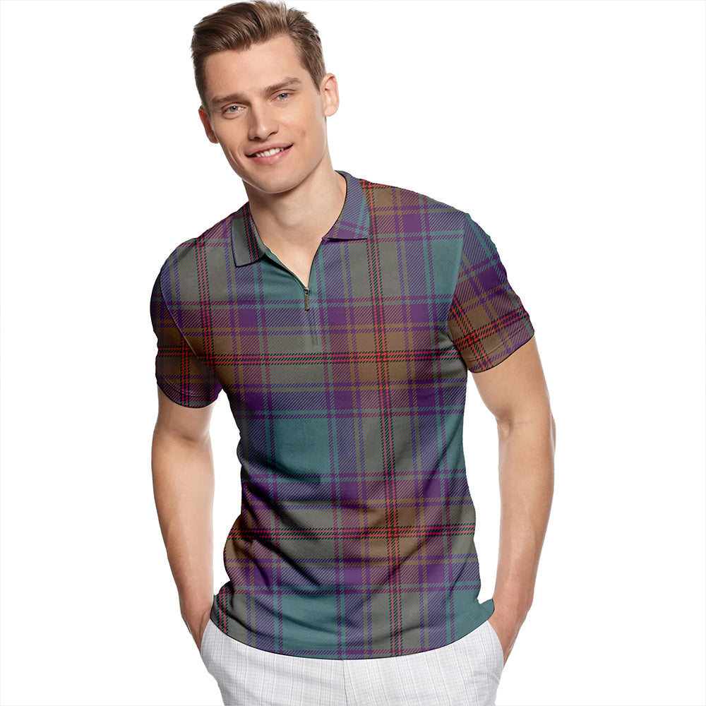 Dalgliesh Weathered Tartan Classic Lapel Zip Short Sleeve Polo