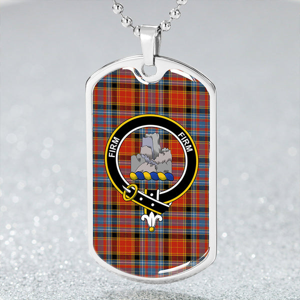 Dalrymple of Castleton Ancient Clan Badge Classic Tartan Dog Tag Necklace