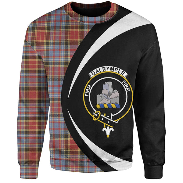 Dalrymple of Castleton Weathered Clan Badge Tartan Sweatshirt Circle Style Personalized