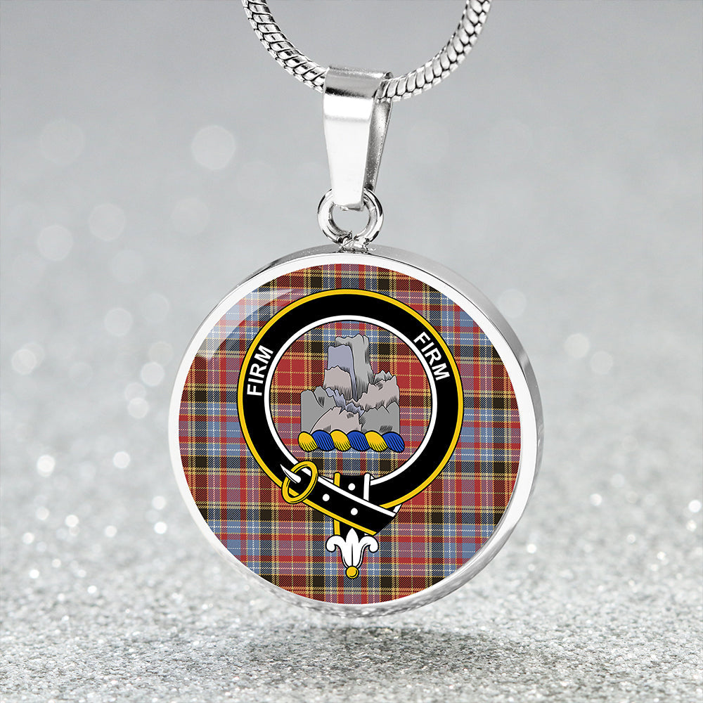 Dalrymple of Castleton Weathered Clan Badge Tartan Classic Circle Necklace