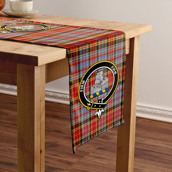 Dalrymple of Castleton Weathered Clan Badge Tartan Table Runner